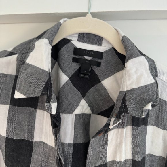 J. Crew Charcoal Buffalo Plaid Button Down Boy Shirt Size 4 - Picture 3 of 3